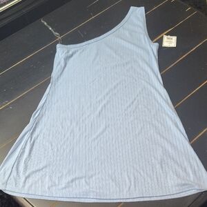 One-Shoulder Light Blue WOMEN'S DRESS RIBBED TENNIS DRESS